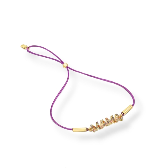 New! Cord TOUS Crossword Mama Mama bracelet with gemstone. Purple - Picture 2 of 2
